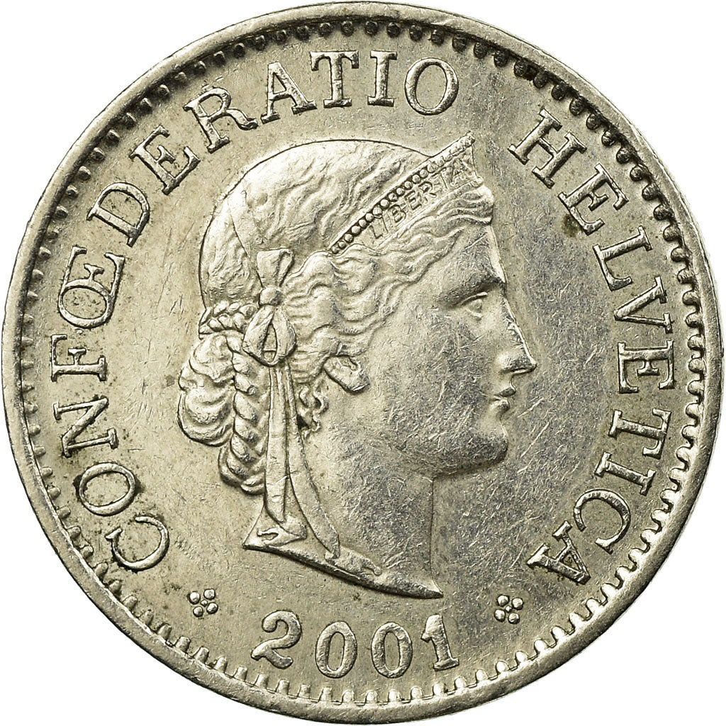 Coin, Switzerland, 10 Rappen, 2001, Bern, EF(40-45), Copper-nickel, KM:27