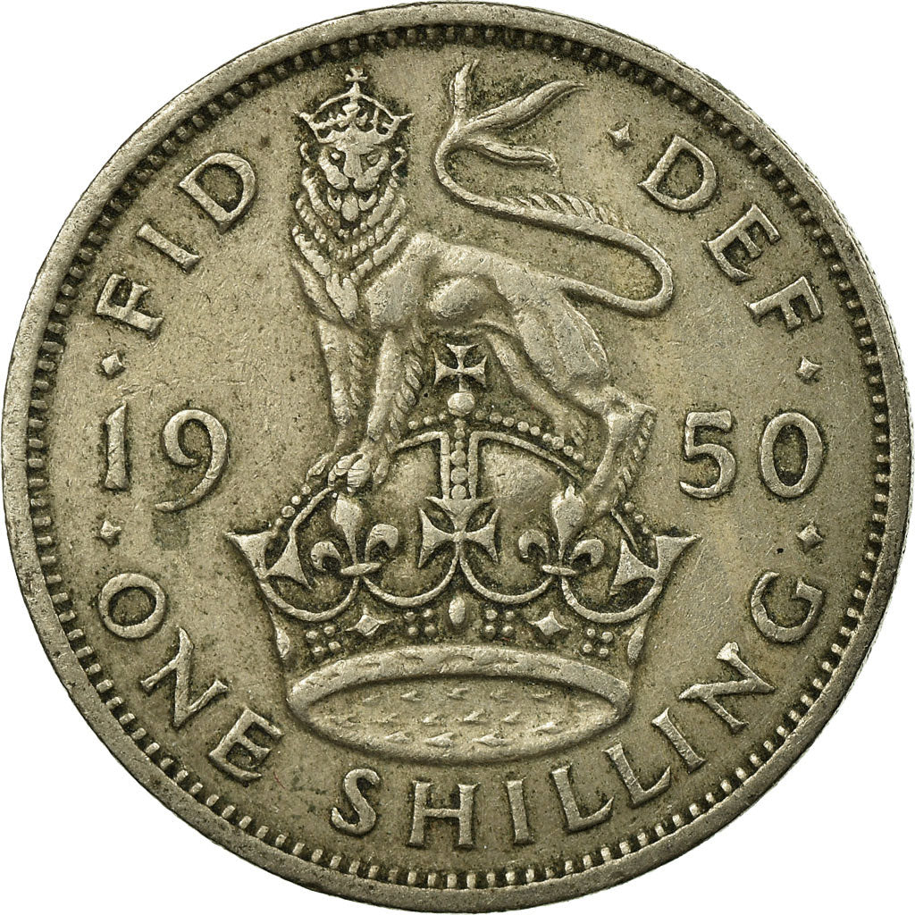 Coin, Great Britain, George VI, Shilling, 1950, VF(30-35), Copper-nickel, KM:876