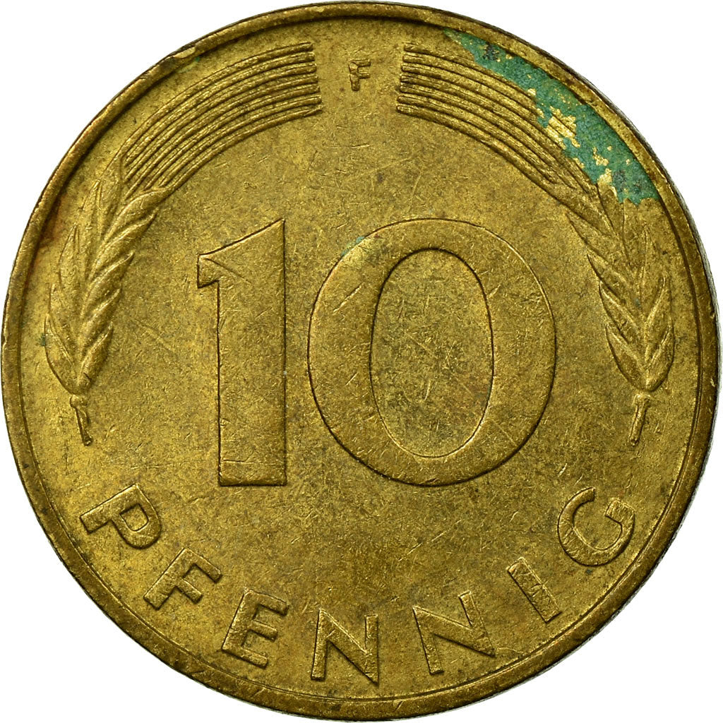 Moeda, ALEMANHA - REPÚBLICA FEDERAL, 10 Pfennig, 1979, Stuttgart, VF(20-25)