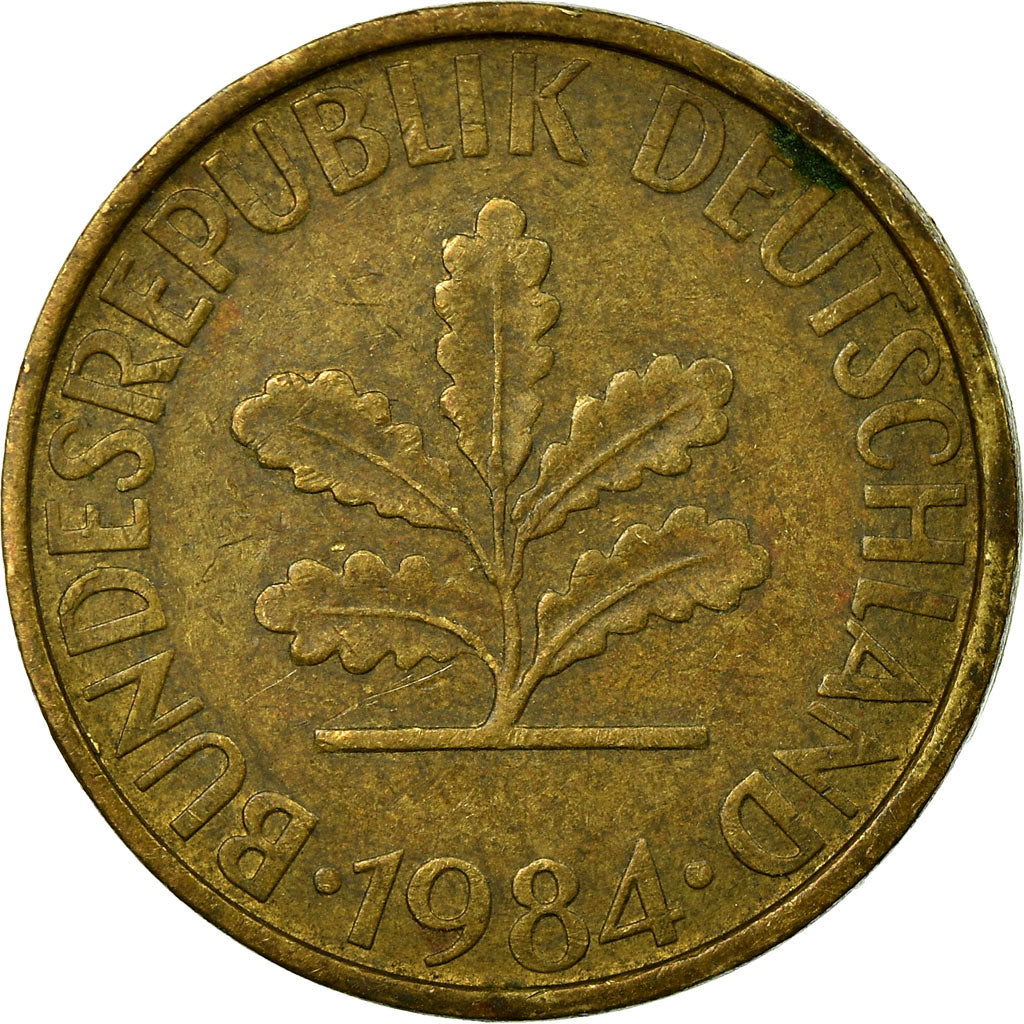 Moeda, ALEMANHA - REPÚBLICA FEDERAL, 10 Pfennig, 1984, Stuttgart, VF(20-25)