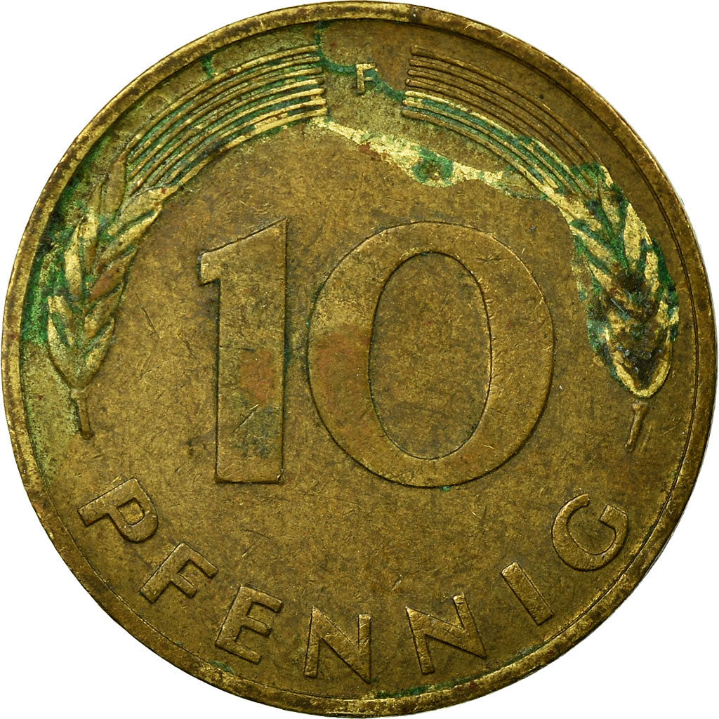 Moeda, ALEMANHA - REPÚBLICA FEDERAL, 10 Pfennig, 1984, Stuttgart, VF(20-25)
