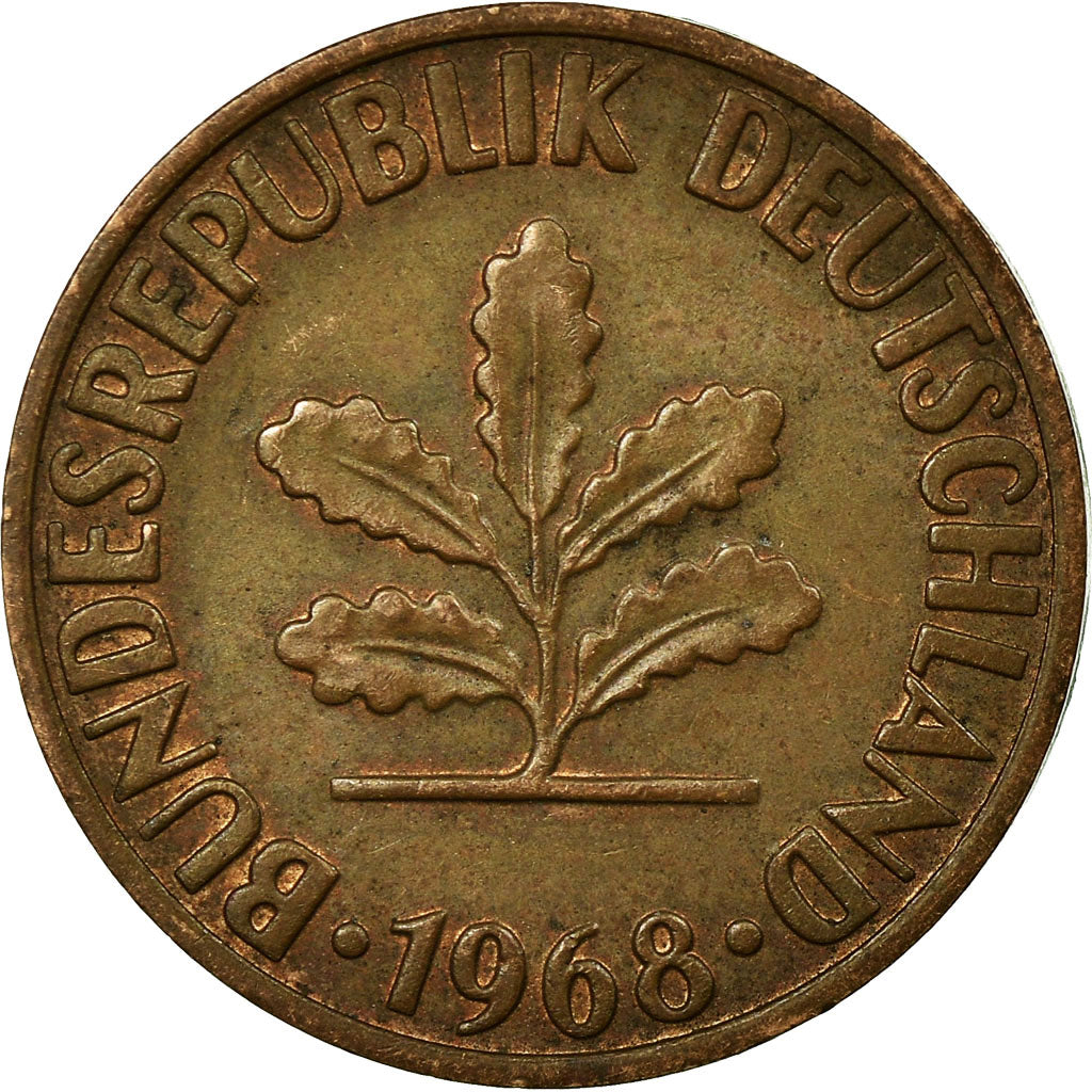 Coin, GERMANY - FEDERAL REPUBLIC, 2 Pfennig, 1968, Karlsruhe, VF(20-25), Bronze