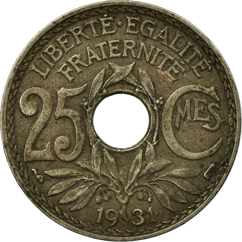 Moneta, Francia, Lindauer, 25 Centimes, 1931, B+, Rame-nichel, KM:867a