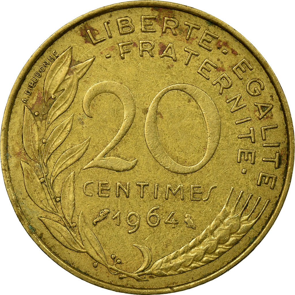 Coin, France, Marianne, 20 Centimes, 1964, Paris, VF(30-35), Aluminum-Bronze