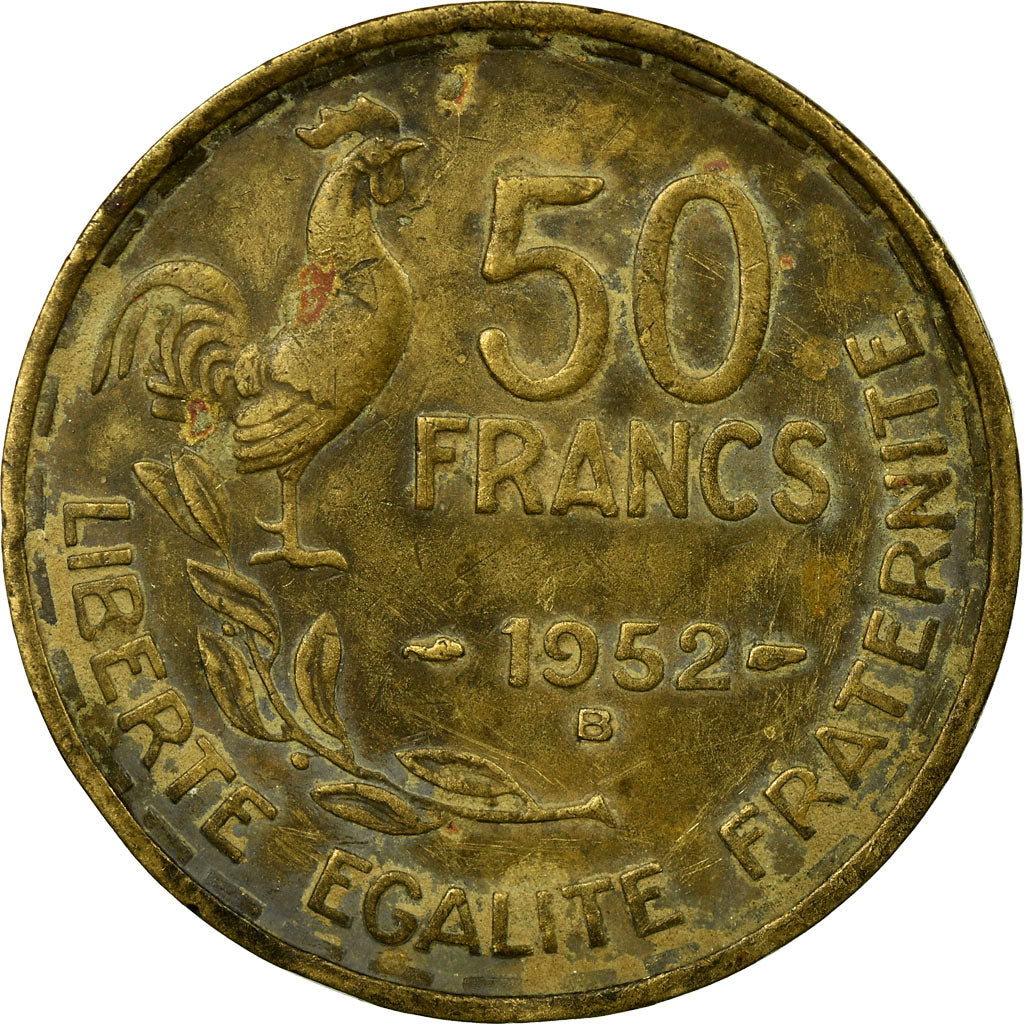 Coin, France, Guiraud, 50 Francs, 1952, Beaumont - Le Roger, VF(20-25)
