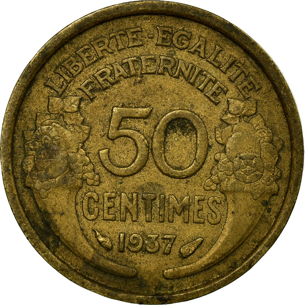 Coin, France, Morlon, 50 Centimes, 1937, Paris, VF(30-35), Aluminum-Bronze