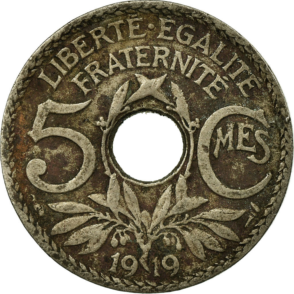 Coin, France, Lindauer, 5 Centimes, 1919, Paris, VF(20-25), Copper-nickel