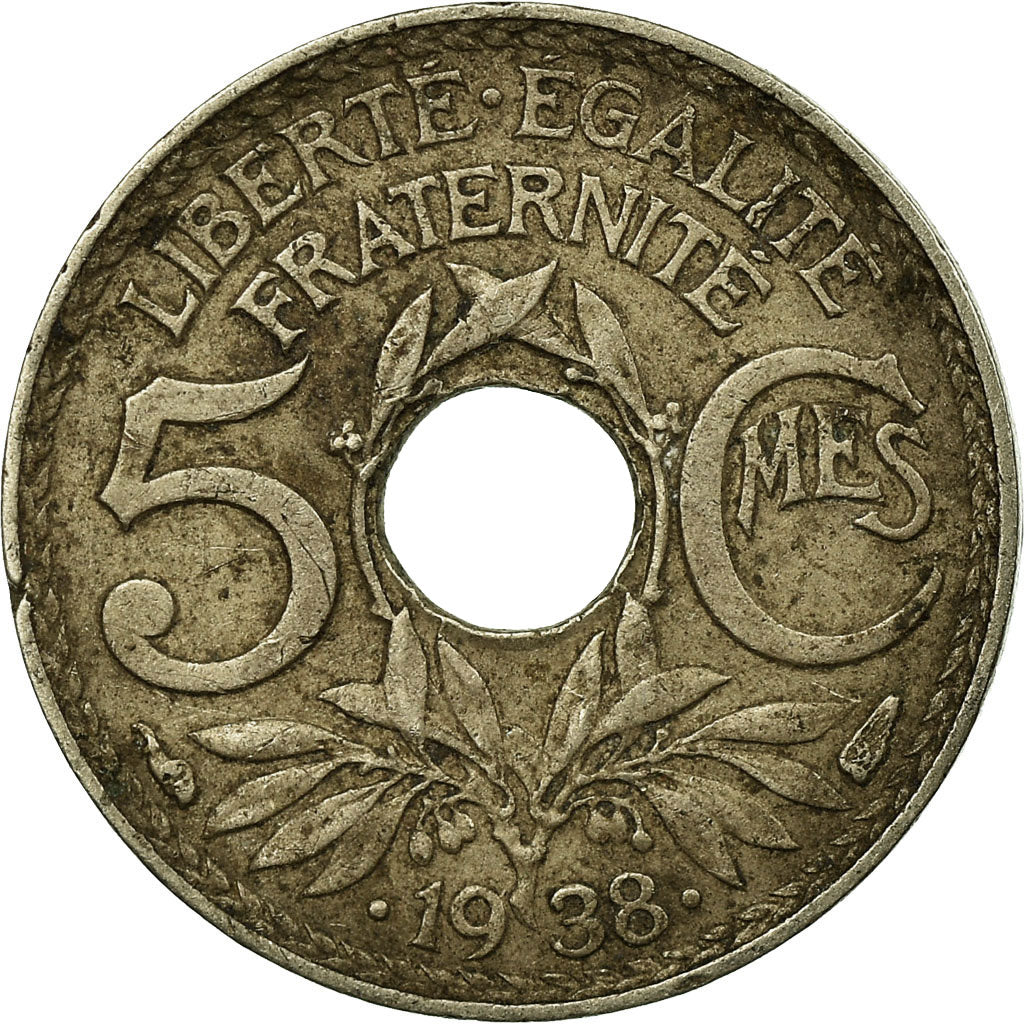 Coin, France, Lindauer, 5 Centimes, 1938, Paris, VF(20-25), Nickel-Bronze