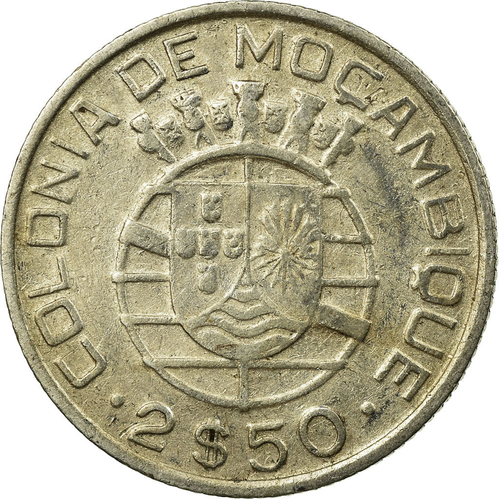 Coin, Mozambique, 2-1/2 Escudos, 1951, EF(40-45), Silver, KM:68