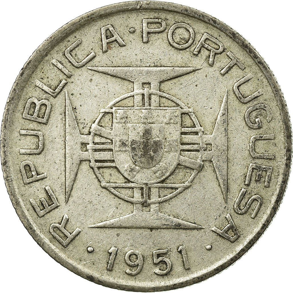 Coin, Mozambique, 2-1/2 Escudos, 1951, VF(30-35), Silver, KM:68