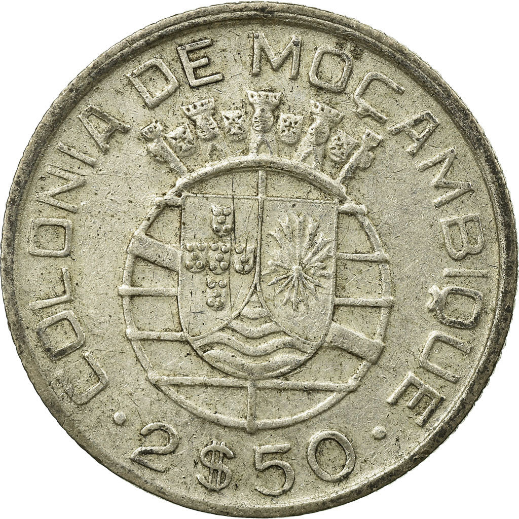 Coin, Mozambique, 2-1/2 Escudos, 1951, VF(30-35), Silver, KM:68
