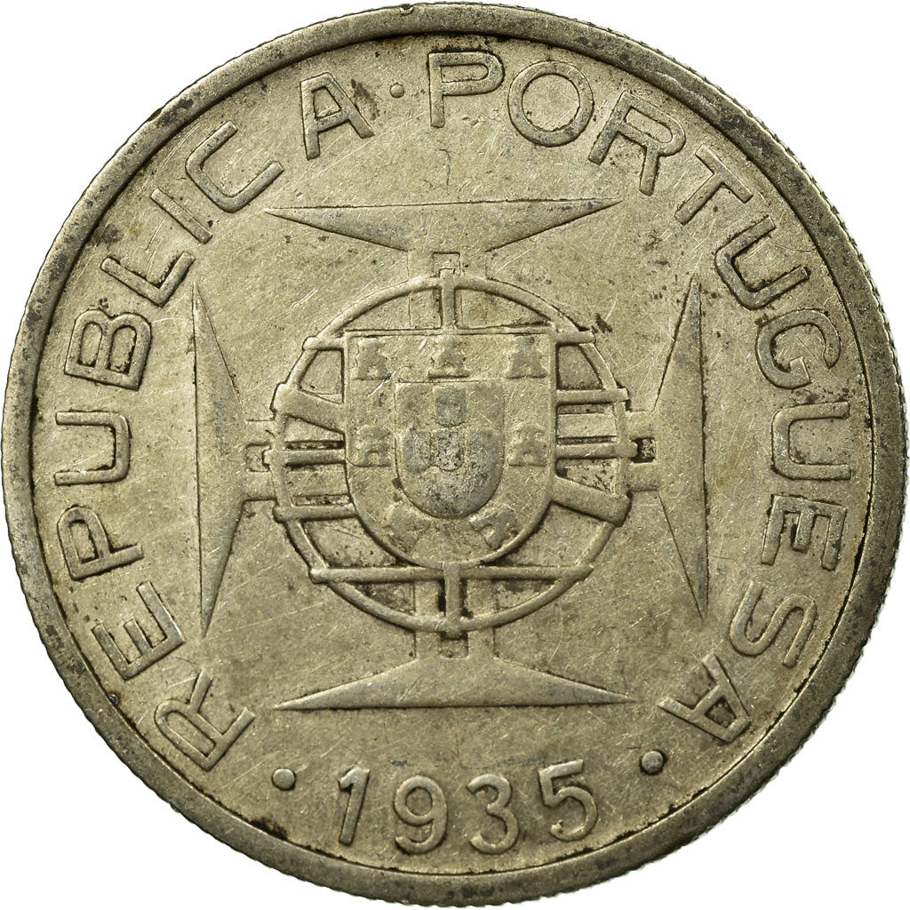 Coin, Mozambique, 5 Escudos, 1935, EF(40-45), Silver, KM:62