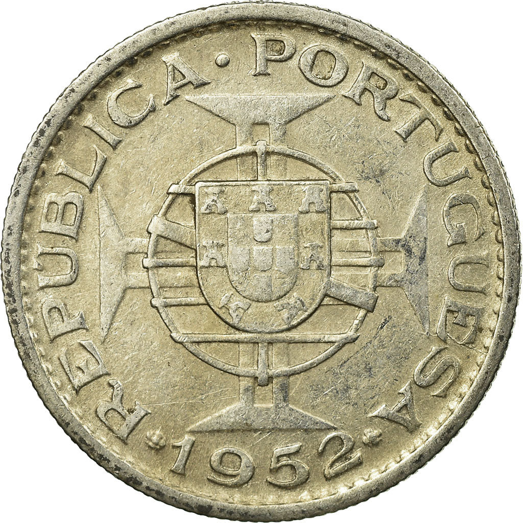 Moneta, Mozambico, 10 Escudos, 1952, BB, Argento, KM:Pr28