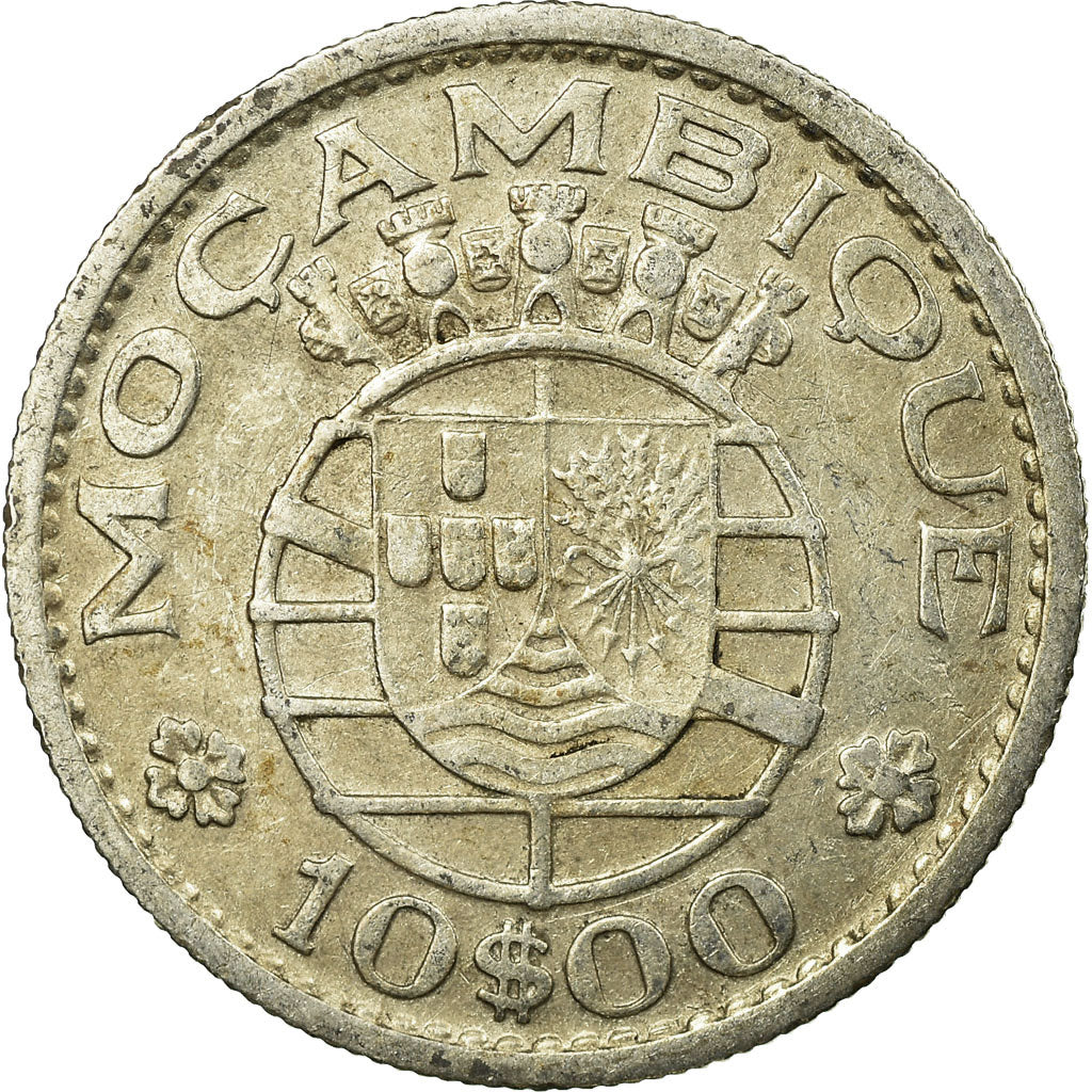 Moneta, Mozambico, 10 Escudos, 1952, BB, Argento, KM:Pr28