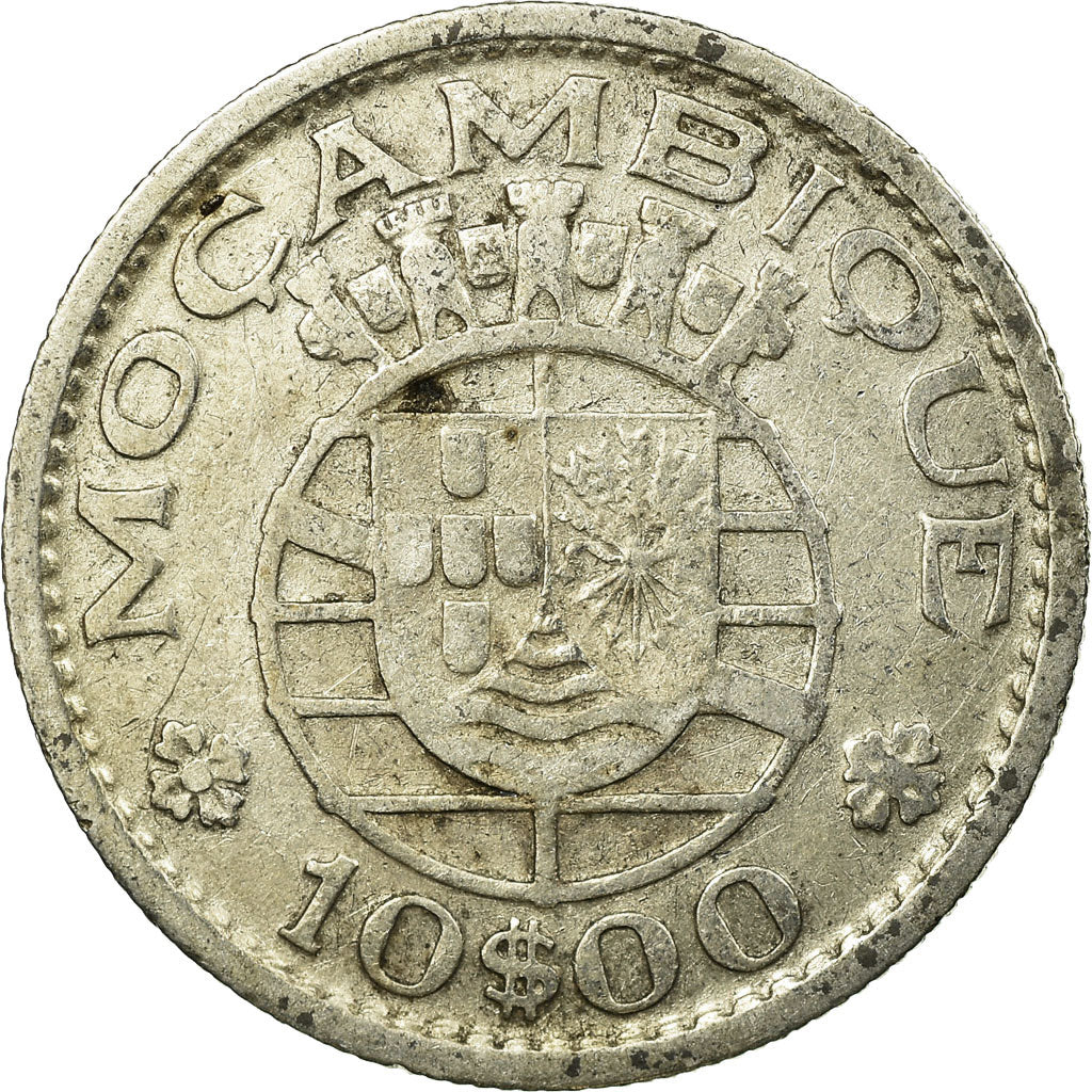 Moneta, Mozambico, 10 Escudos, 1952, BB, Argento, KM:Pr28