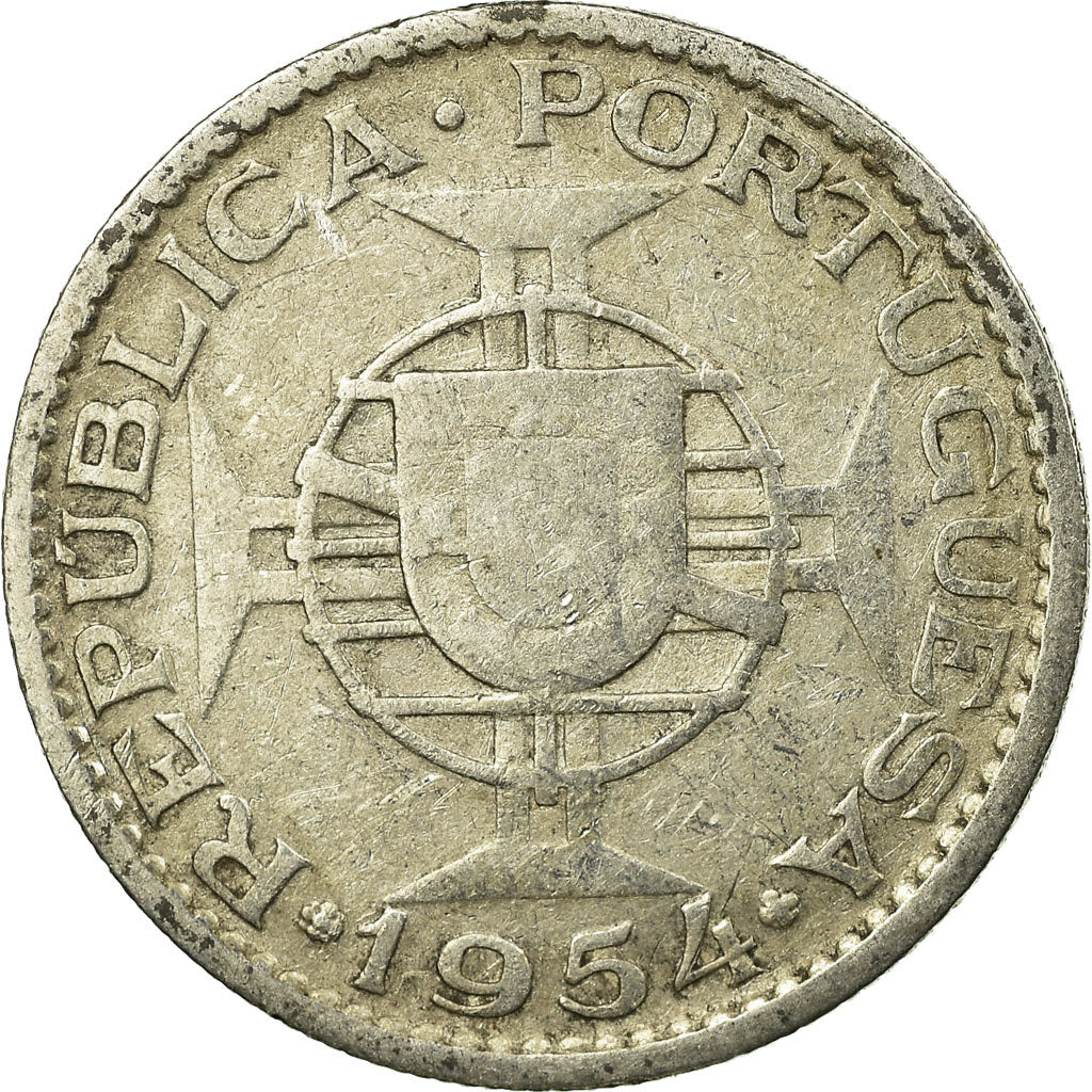 Coin, Mozambique, 10 Escudos, 1954, EF(40-45), Silver, KM:79