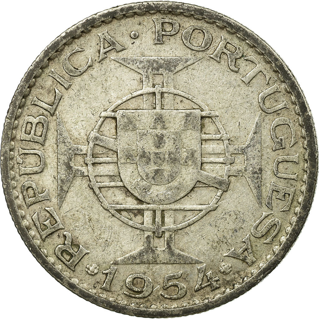 Münze, Mosambik, 10 Escudos, 1954, S+, Silber, KM:79