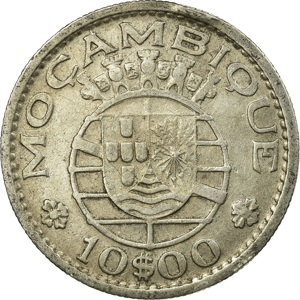 Coin, Mozambique, 10 Escudos, 1955, EF(40-45), Silver, KM:79