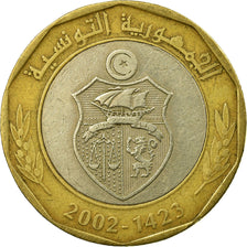 Coin, Tunisia, 5 Dinars, 2002, Paris, EF(40-45), Bi-Metallic, KM:444