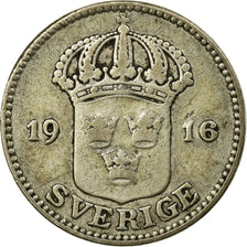 Münze, Schweden, Gustaf V, 25 Öre, 1916, SS, Silber, KM:785