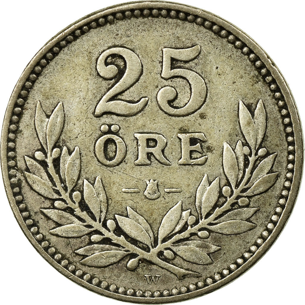 Münze, Schweden, Gustaf V, 25 Öre, 1916, SS, Silber, KM:785