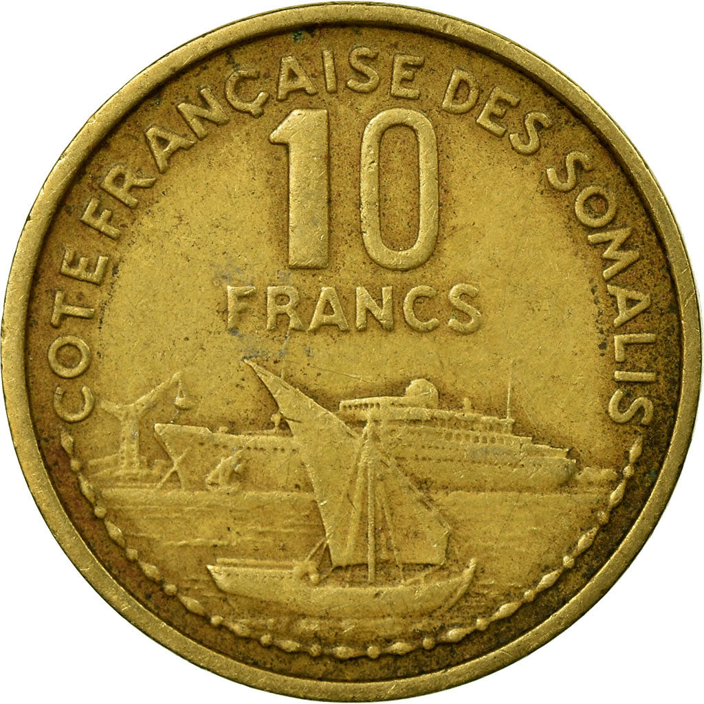 Coin, French Somaliland, 10 Francs, 1965, Paris, VF(30-35), Aluminum-Bronze