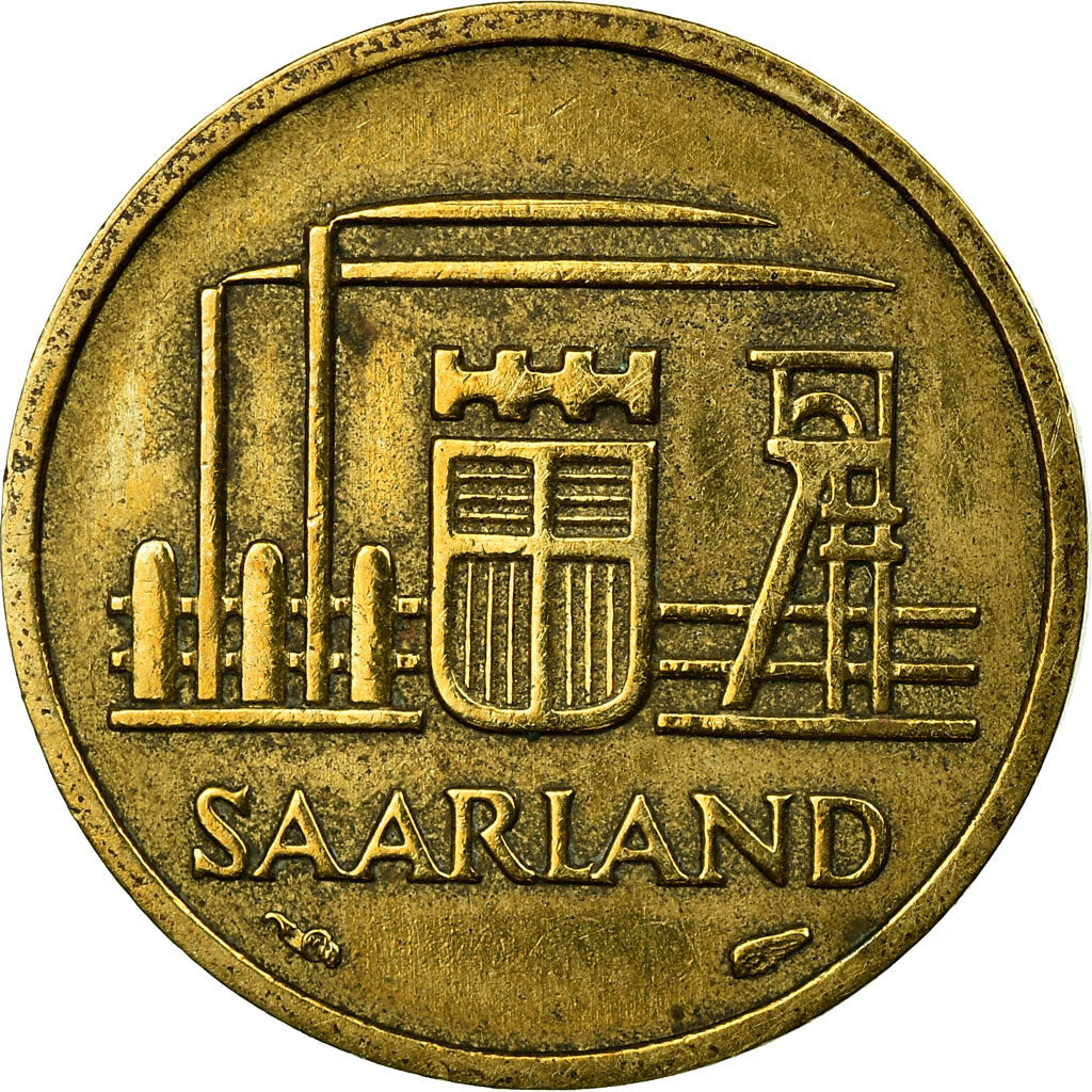 Monnaie, SAARLAND, 10 Franken, 1954, Paris, TTB, Aluminum-Bronze, KM:1