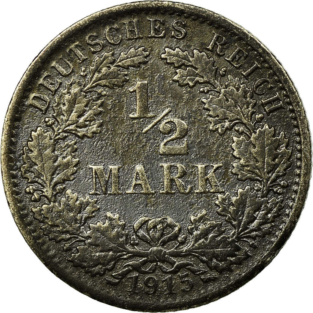 Münze, GERMANY - EMPIRE, 1/2 Mark, 1915, Berlin, SS, Silber, KM:17