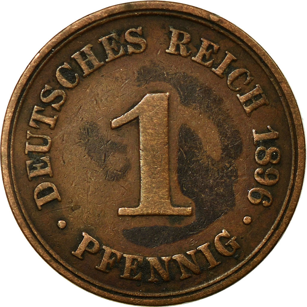 Moeda, ALEMANHA - IMPÉRIO, Wilhelm II, Pfennig, 1896, Berlin, VF(30-35), Cobre