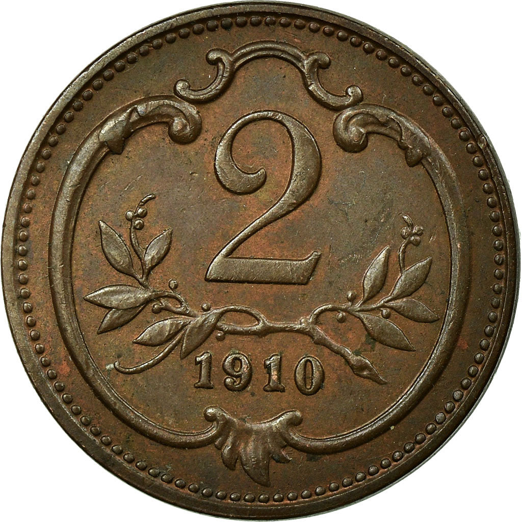 Moneta, Austria, Franz Joseph I, 2 Heller, 1910, BB, Bronzo, KM:2801