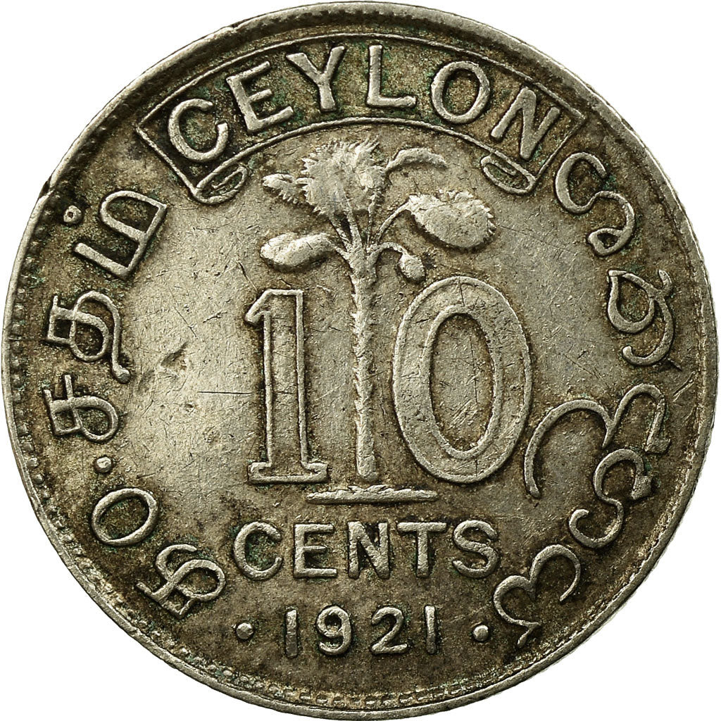 Münze, Ceylon, George V, 10 Cents, 1921, SS, Silber, KM:104a
