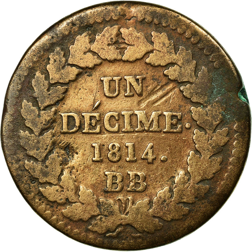 Munten, Frankrijk, Napoléon I, Decime, 1814, Strasbourg, FR, Bronze, KM:700