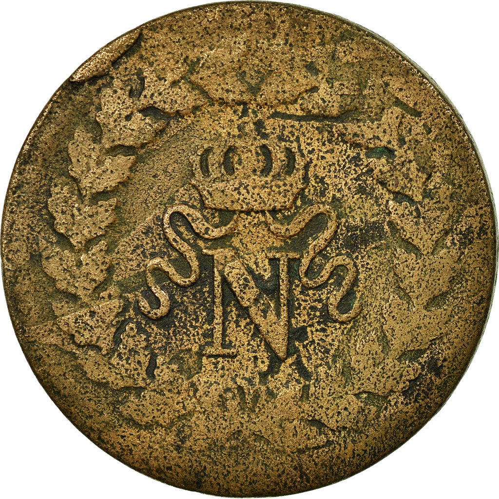 Moeda, França, Napoléon I, Decime, 1814, Strasbourg, EF(40-45), Bronze, KM:700