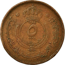 Moneta, Giordania, Hussein, 5 Fils, 1/2 Qirsh, 1964, MB+, Bronzo, KM:9