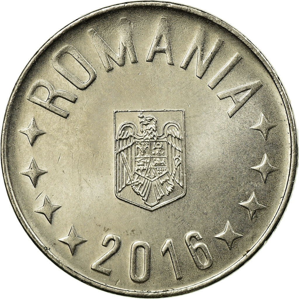 Moneda, Rumanía, 10 Bani, 2016, MBC, Níquel chapado en acero