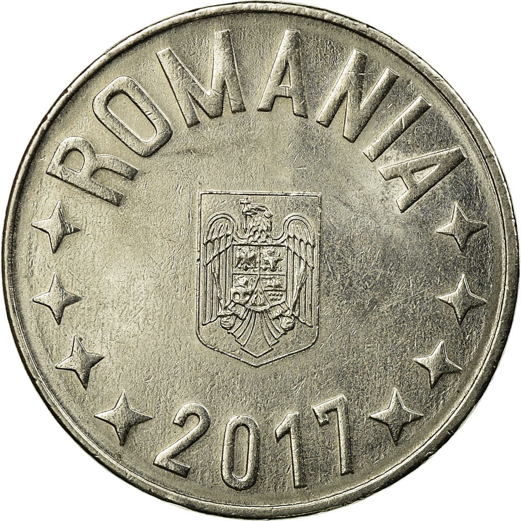 Moneda, Rumanía, 10 Bani, 2017, MBC, Níquel chapado en acero