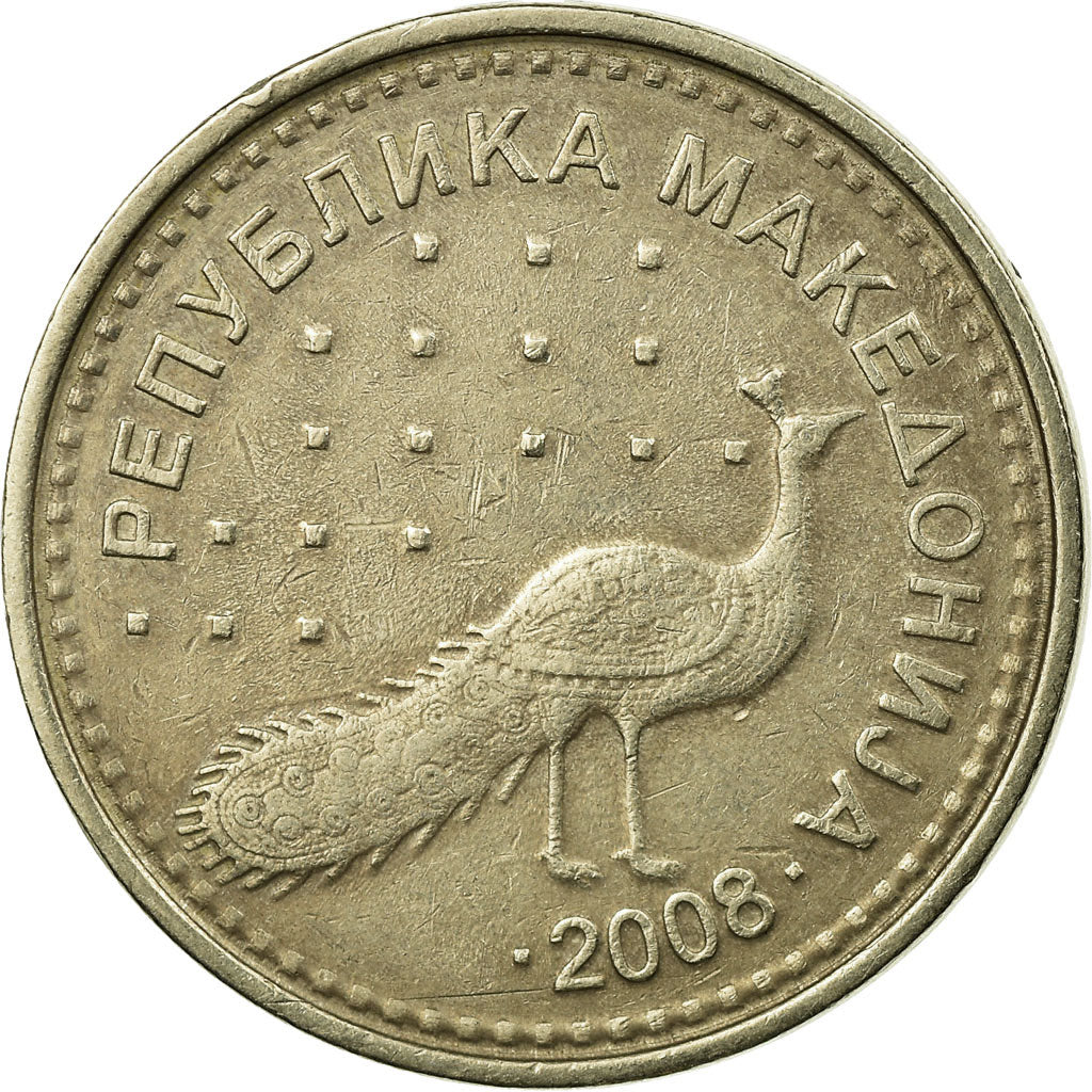 Coin, Macedonia, 10 Denari, 2008, EF(40-45), Copper-Nickel-Zinc, KM:31