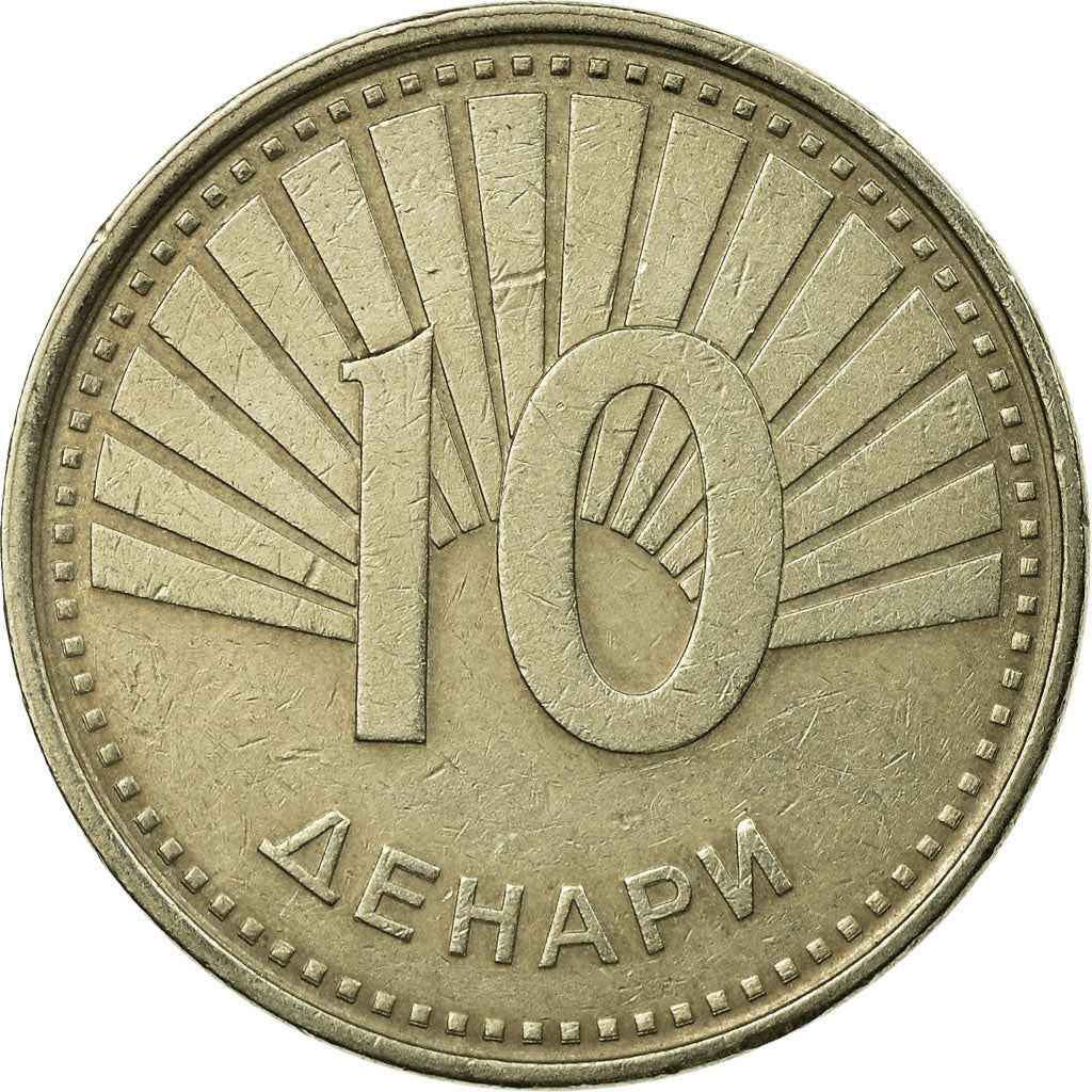 Coin, Macedonia, 10 Denari, 2008, EF(40-45), Copper-Nickel-Zinc, KM:31