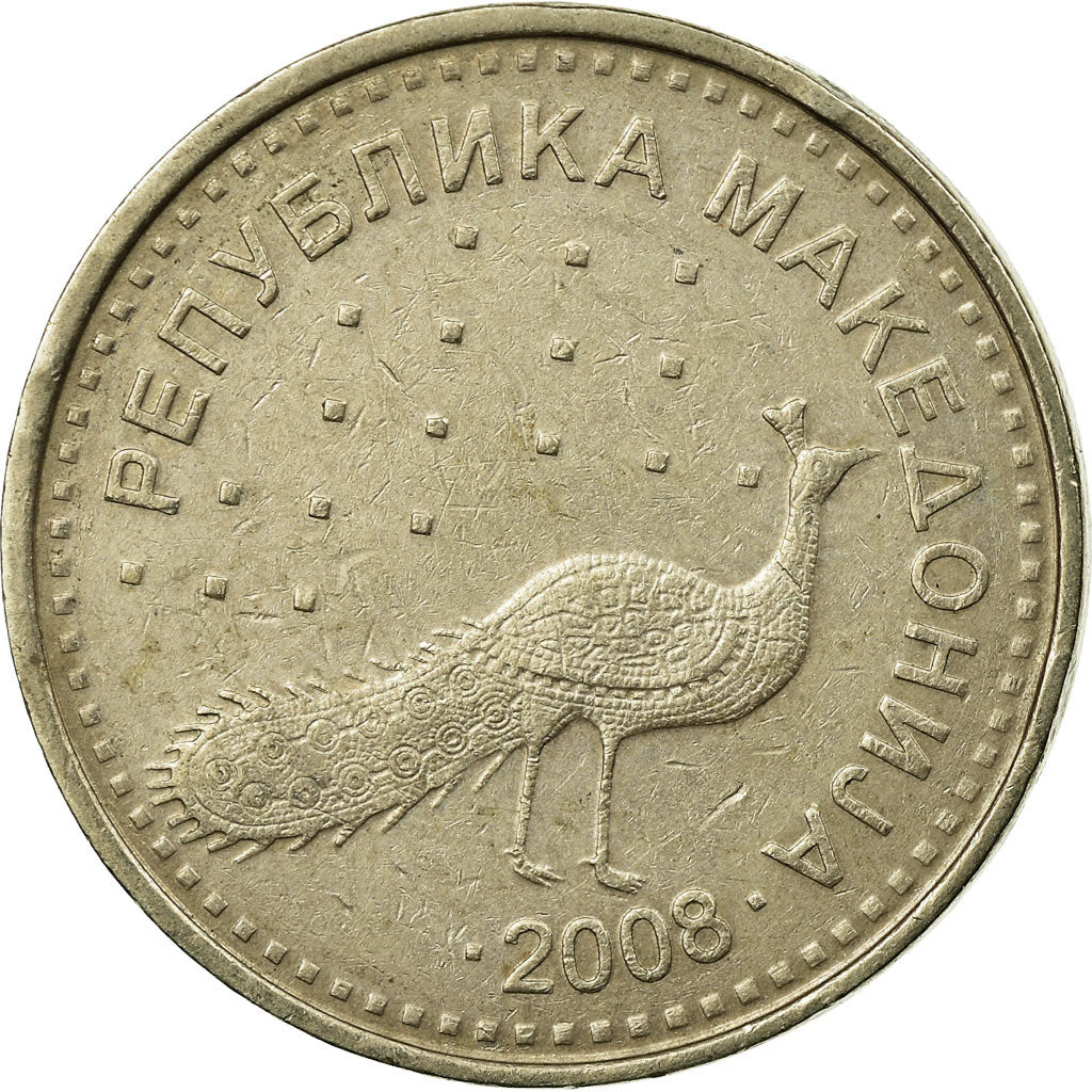 Coin, Macedonia, 10 Denari, 2008, VF(30-35), Copper-Nickel-Zinc, KM:31
