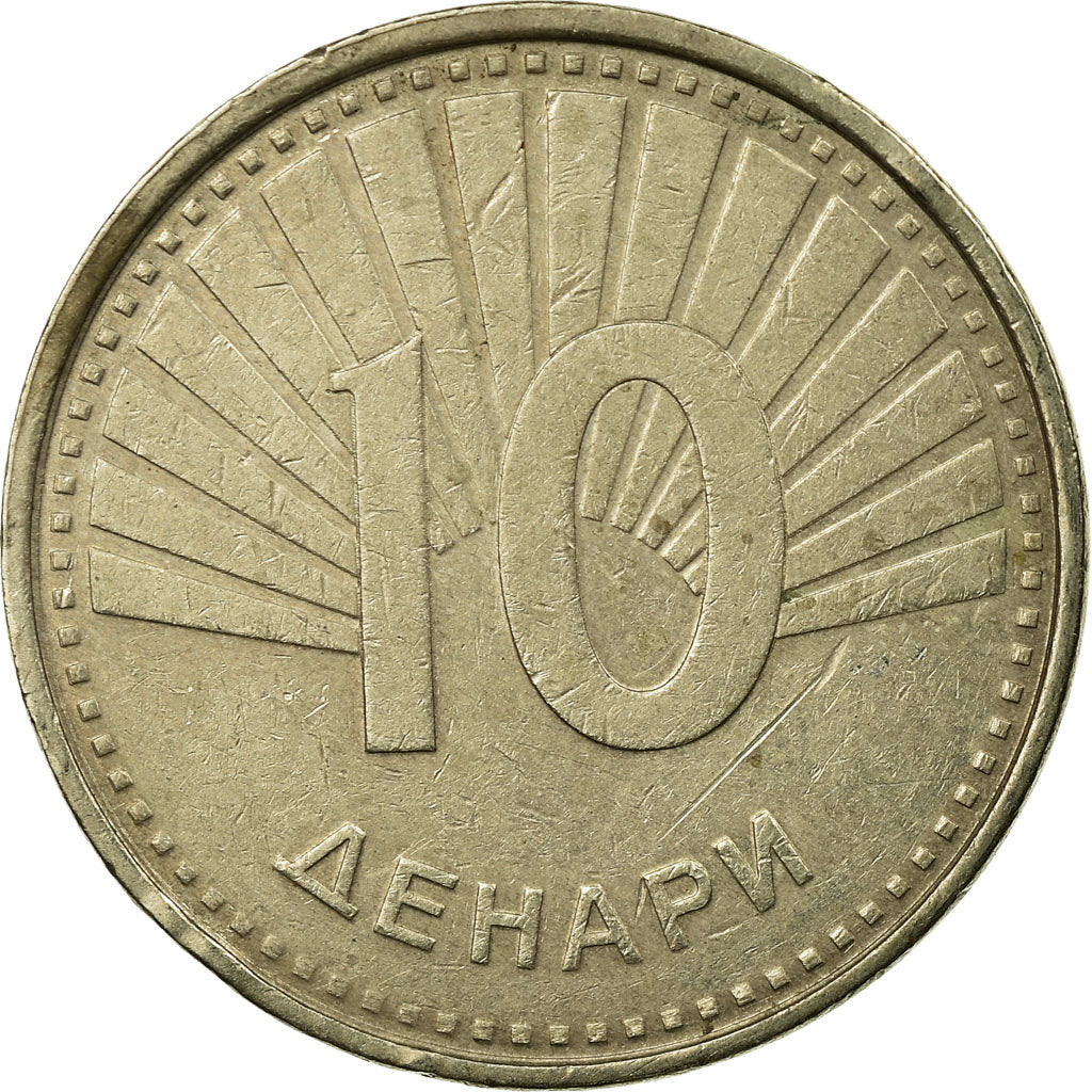 Coin, Macedonia, 10 Denari, 2008, VF(30-35), Copper-Nickel-Zinc, KM:31
