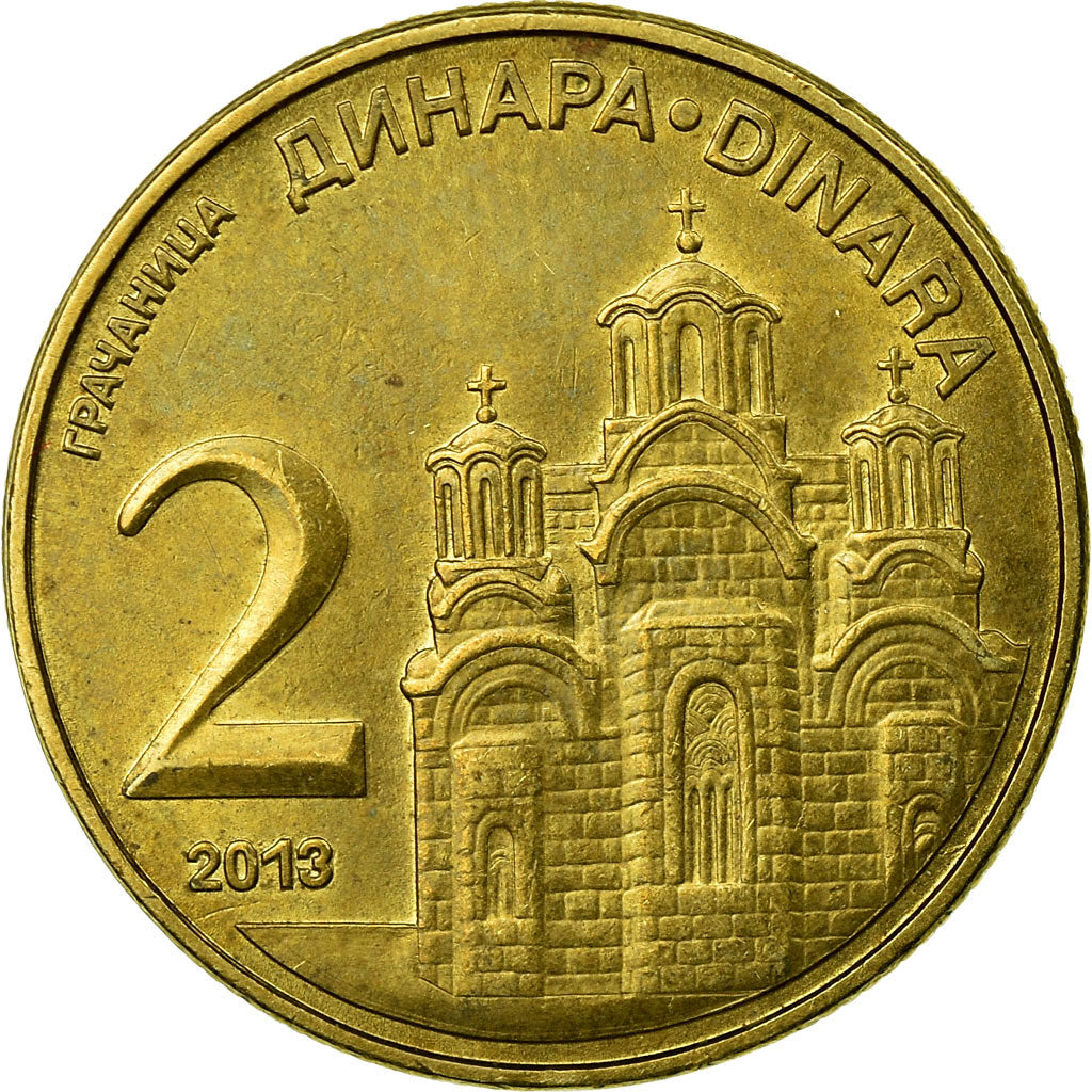 Coin, Serbia, 2 Dinara, 2013, EF(40-45), Copper Plated Steel