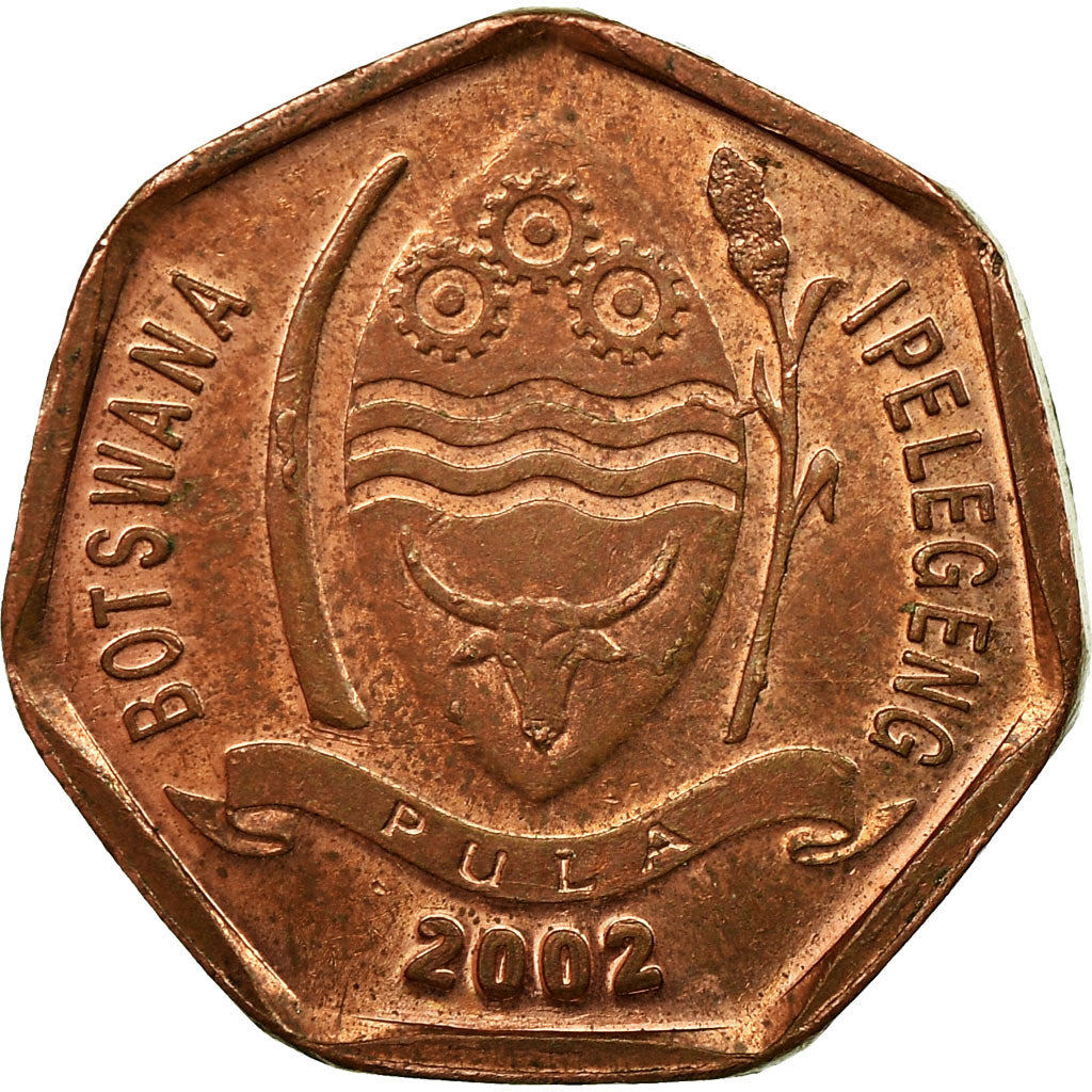 Coin, Botswana, 5 Thebe, 2002, British Royal Mint, VF(20-25), Copper Plated