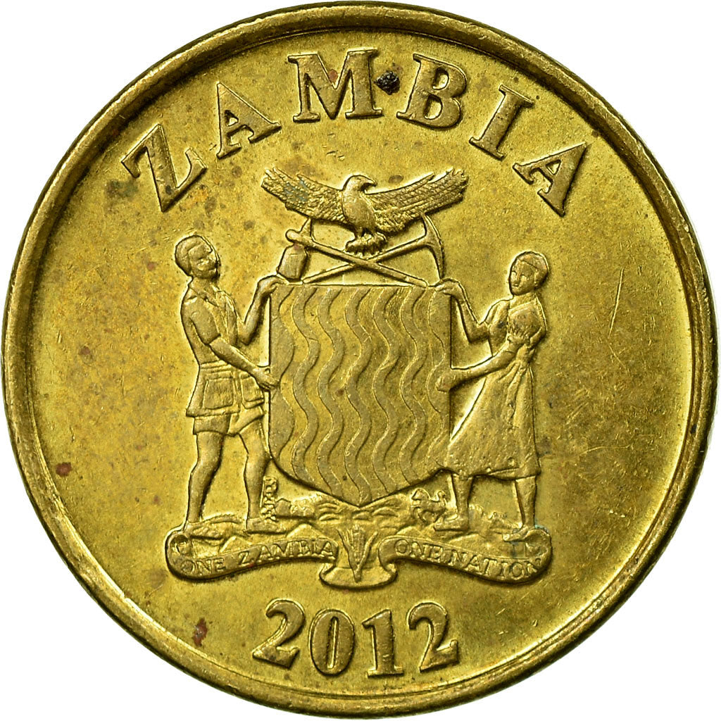 Coin, Zambia, 10 Ngwee, 2012, British Royal Mint, EF(40-45), Brass, KM:206