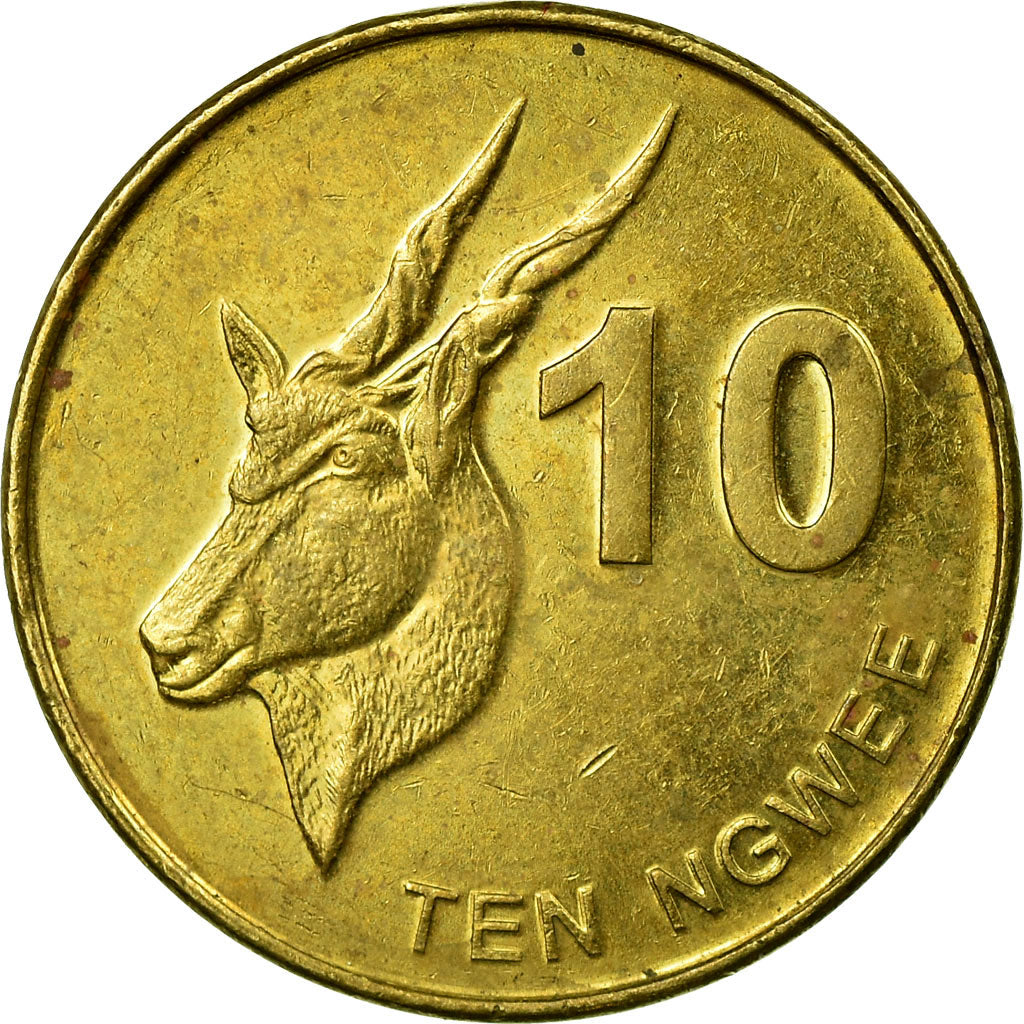 Coin, Zambia, 10 Ngwee, 2012, British Royal Mint, EF(40-45), Brass, KM:206