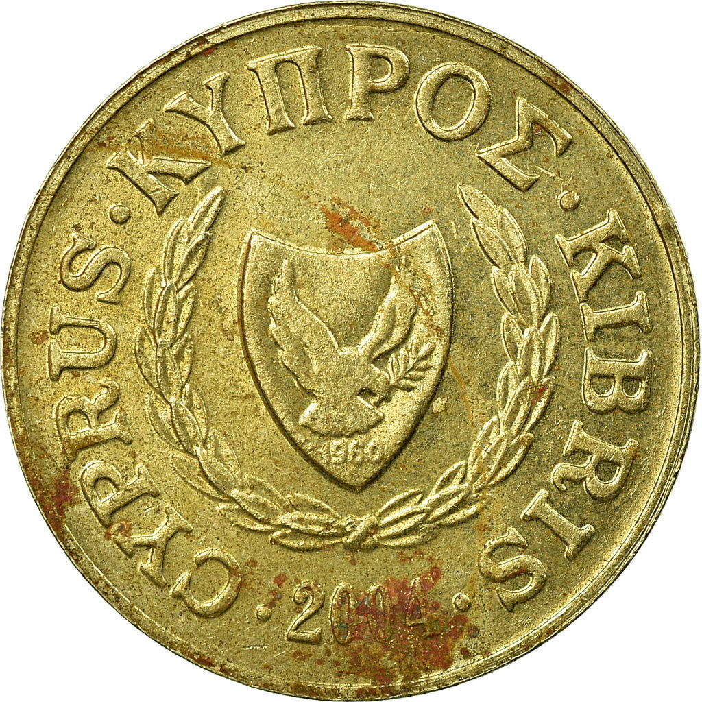 Coin, Cyprus, 2 Cents, 2004, VF(30-35), Nickel-brass, KM:54.3