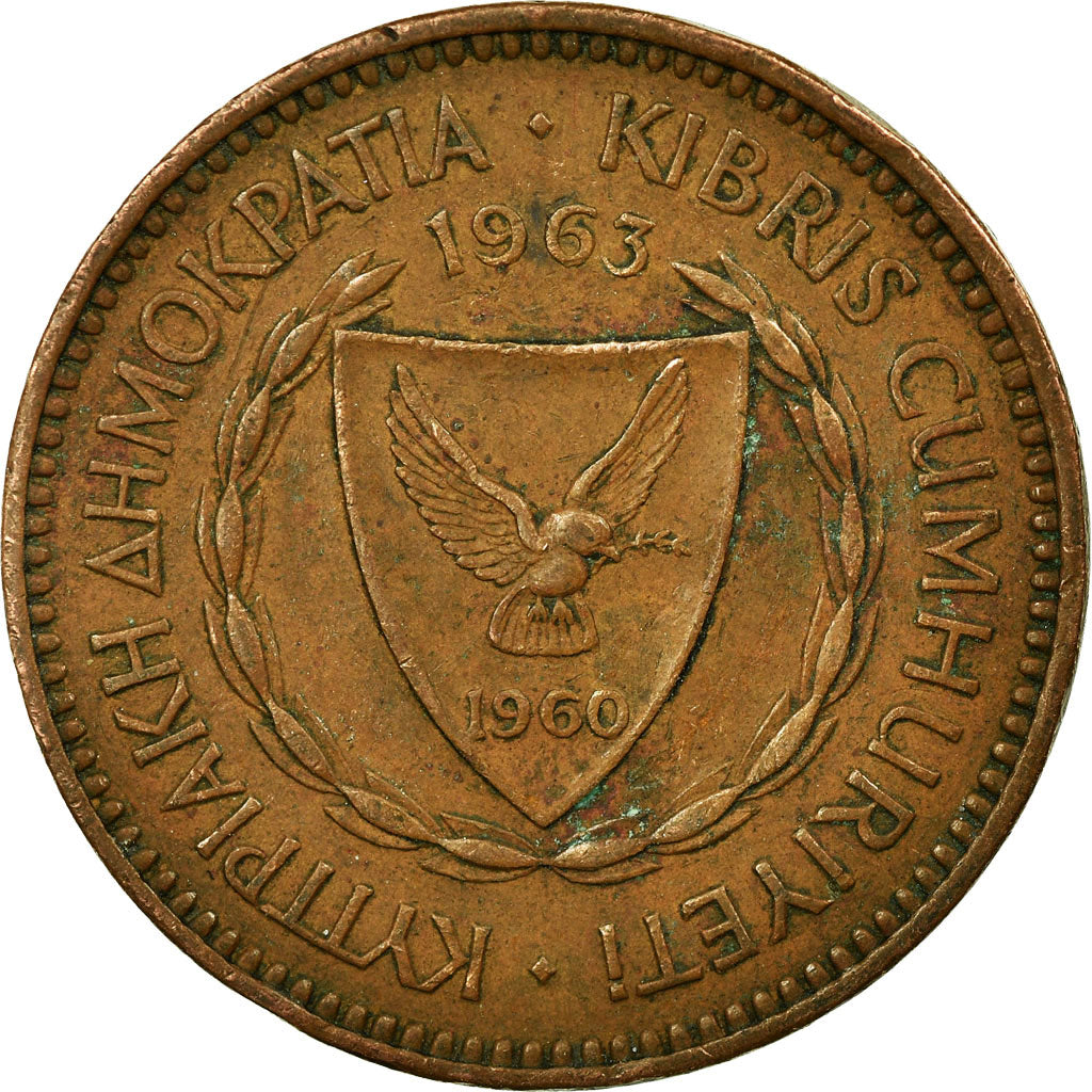 Moeda, Chipre, 5 Mils, 1963, VF(30-35), Bronze, KM:39