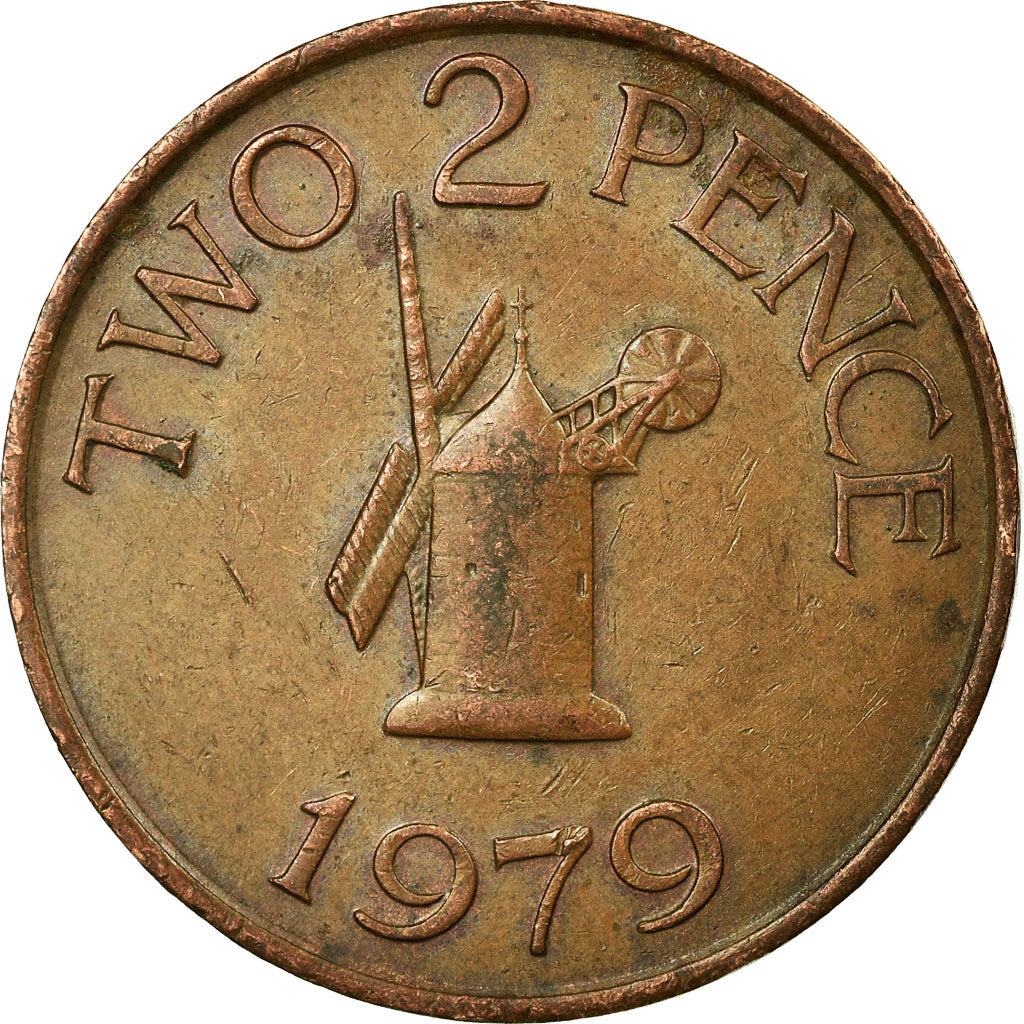 Moneta, Guernsey, Elizabeth II, 2 Pence, 1979, Heaton, VF(30-35), Bronze, KM:28