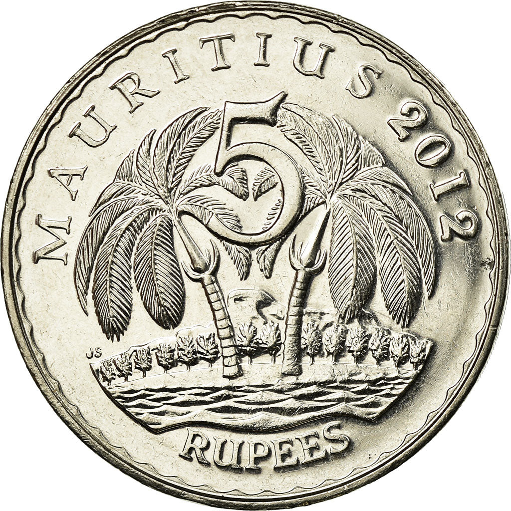 Münze, Mauritius, 5 Rupees, 2012, SS, Copper-nickel, KM:56