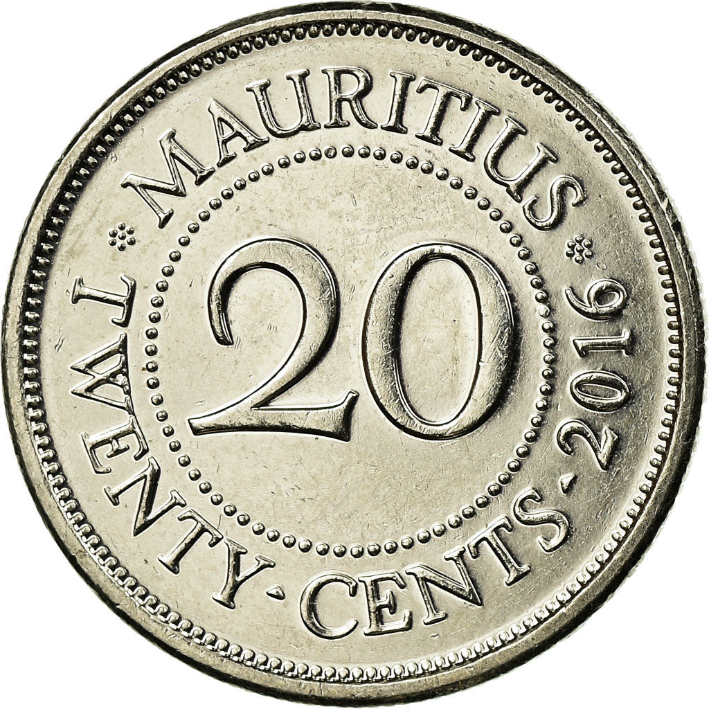 Münze, Mauritius, 20 Cents, 2016, SS, Nickel plated steel