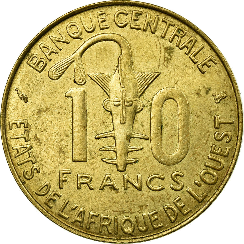 Münze, West African States, 10 Francs, 1995, Paris, S+, Aluminum-Bronze, KM:10